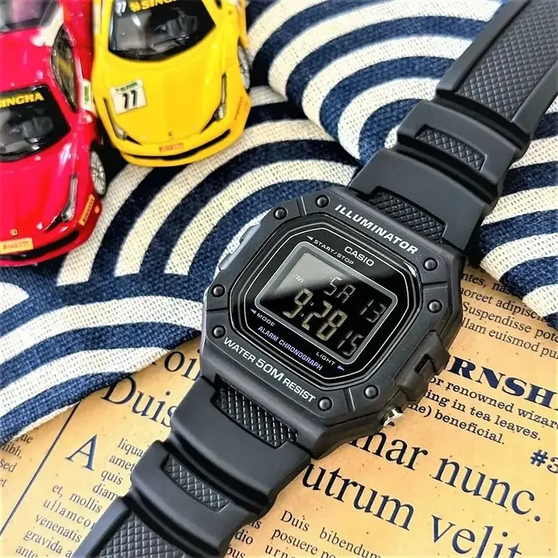 Casio Standard Digital Black Dial Resin Men's Watch- W-218H-1AV